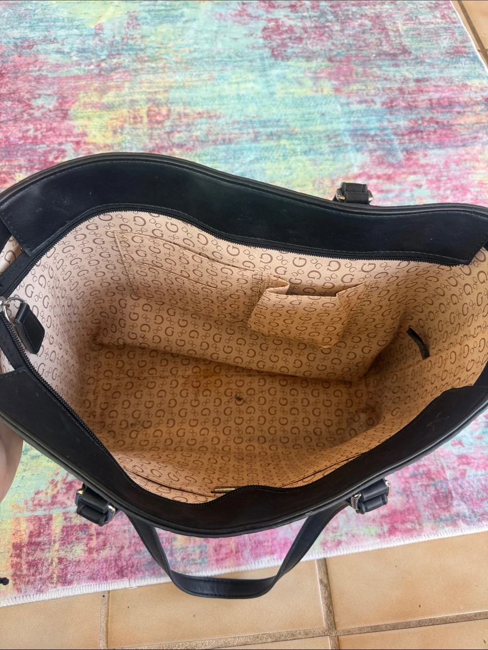 GUESS Brown Embossed Logo Tote